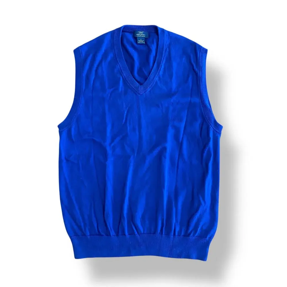 Brooks Brothers Men’s Blue Supima Cotton Knit Vest Size Large Business‎ Casual